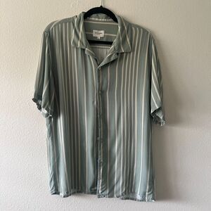 Sezane Octobre Editions Shirt Size M Natural Stripe Sage and Cream